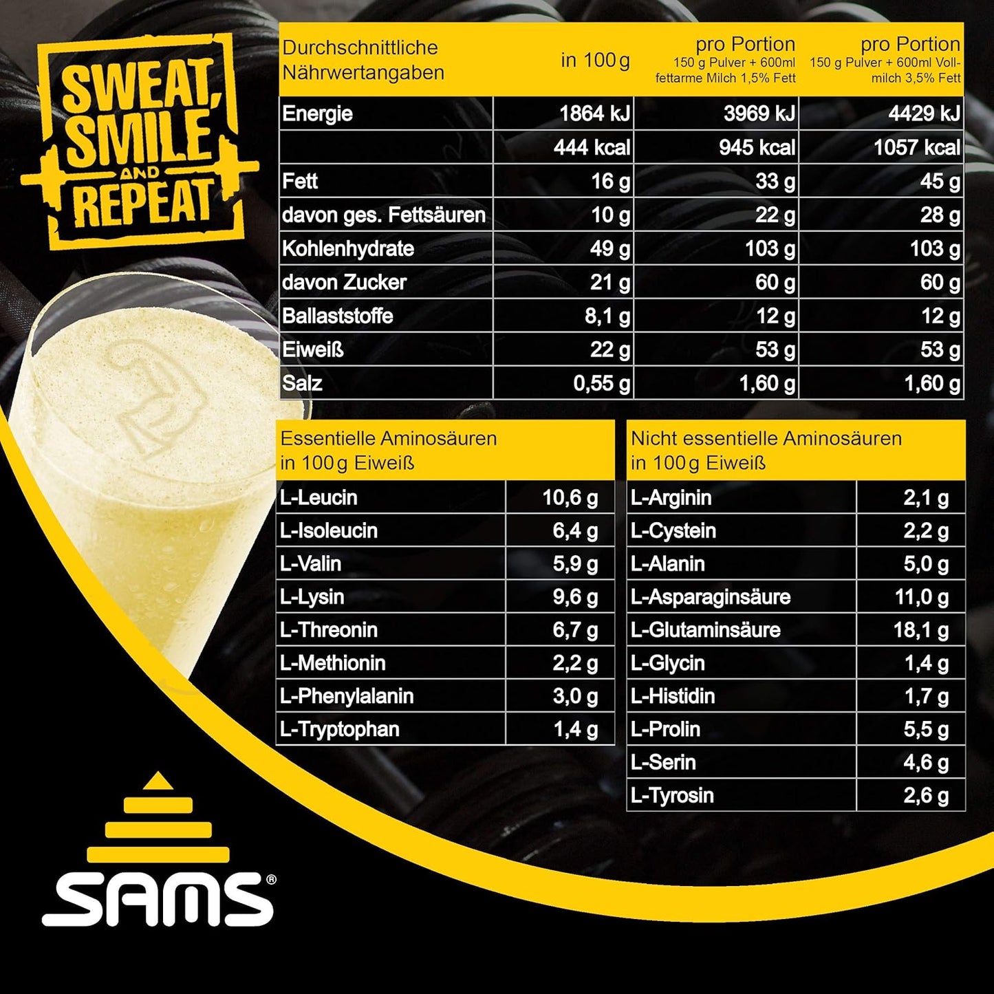 SAMS Ultra Hardgainer 5000 kcal – Mass Gainer 2,250kg
